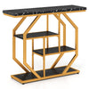 100CM 4-Tier Modern Entryway Table with Storage Shelves for Hallway-Black & Gold