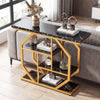 100CM 4-Tier Modern Entryway Table with Storage Shelves for Hallway-Black & Gold