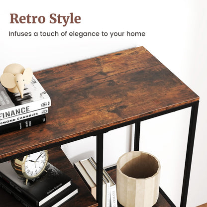 100CM Console Table with Storage Behind Sofa Couch Table with Drawer-Rustic Brown