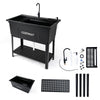 100L Utility Sink Laundry Tub with Rotating Faucet Storage Shelf Drip Tray Adjustable Legs-Black