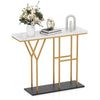 100 CM Console Table with HY-Shaped Metal Frame for Hallway Living Room-White