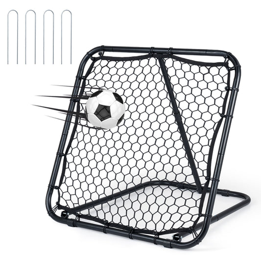 Football Rebounder with a football mid-air hitting the net