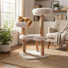 101CM Cat Tree Tower with Real Wood Natural Branch and 2 Padded Perches-Natural & White
