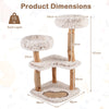 101CM Cat Tree Tower with Real Wood Natural Branch and 2 Padded Perches-Natural & White