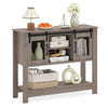 102CM Small Entryway Table with Barn Sliding Doors-Grey