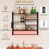 107 CM Gaming Floating Shelves with LED Lights Remote and APP Control-Black