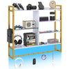 107 CM Gaming Floating Shelves with LED Lights Remote and APP Control-White