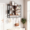 107 CM Industrial Floating Shelves 6-Tier Wall Mounted Shelf with 8 S-Hooks-Black