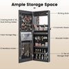 108cm Lockable Jewelry Mirror Cabinet with 3-Color LED Lights-Black1