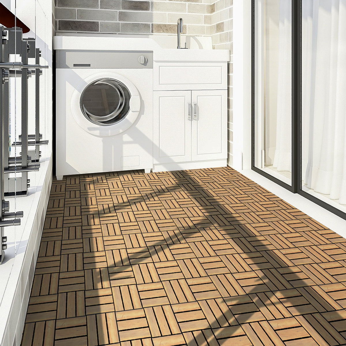 10 PCS Wood Tiles for Terrace and Balcony