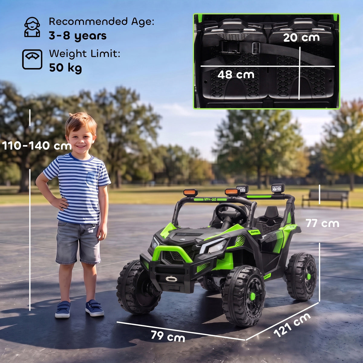 AIYAPLAY 24V 2 Seater Ride On Truck Car in Green