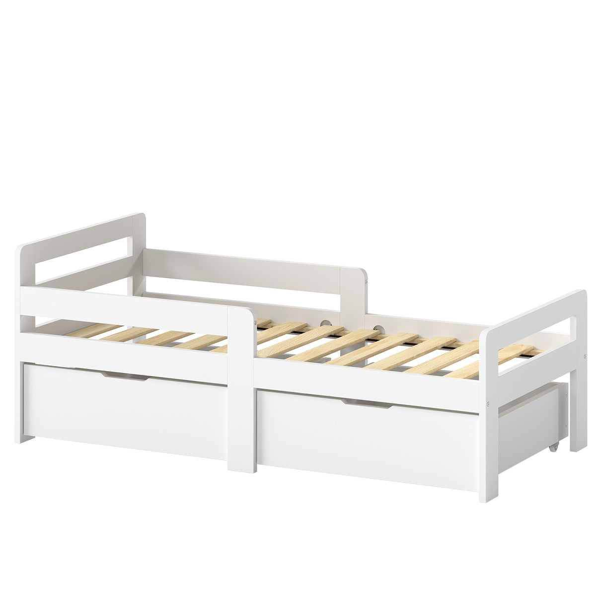 AIYAPLAY Wooden Kids Bed Frame in White