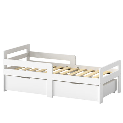 AIYAPLAY Wooden Kids Bed Frame in White