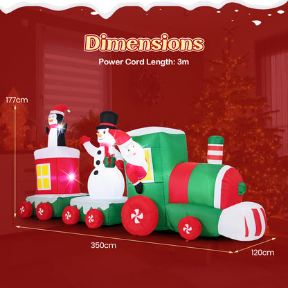 Size diagram for the Christmas inflatables train showing dimensions