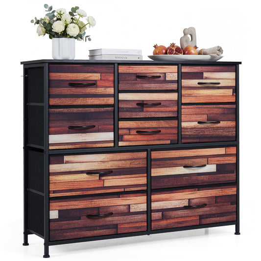 11-Drawer Dresser Tall Storage Chest with Metal Frame showing the front of the unit with all drawers closed