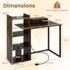 110CM Computer Desk with Charging Station and Ergonomic Monitor Stand-Rustic Brown