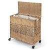 110L Collapsible Laundry Hamper Lid and Removable Liner Bag-Natural