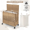 110L Collapsible Laundry Hamper Lid and Removable Liner Bag-Natural