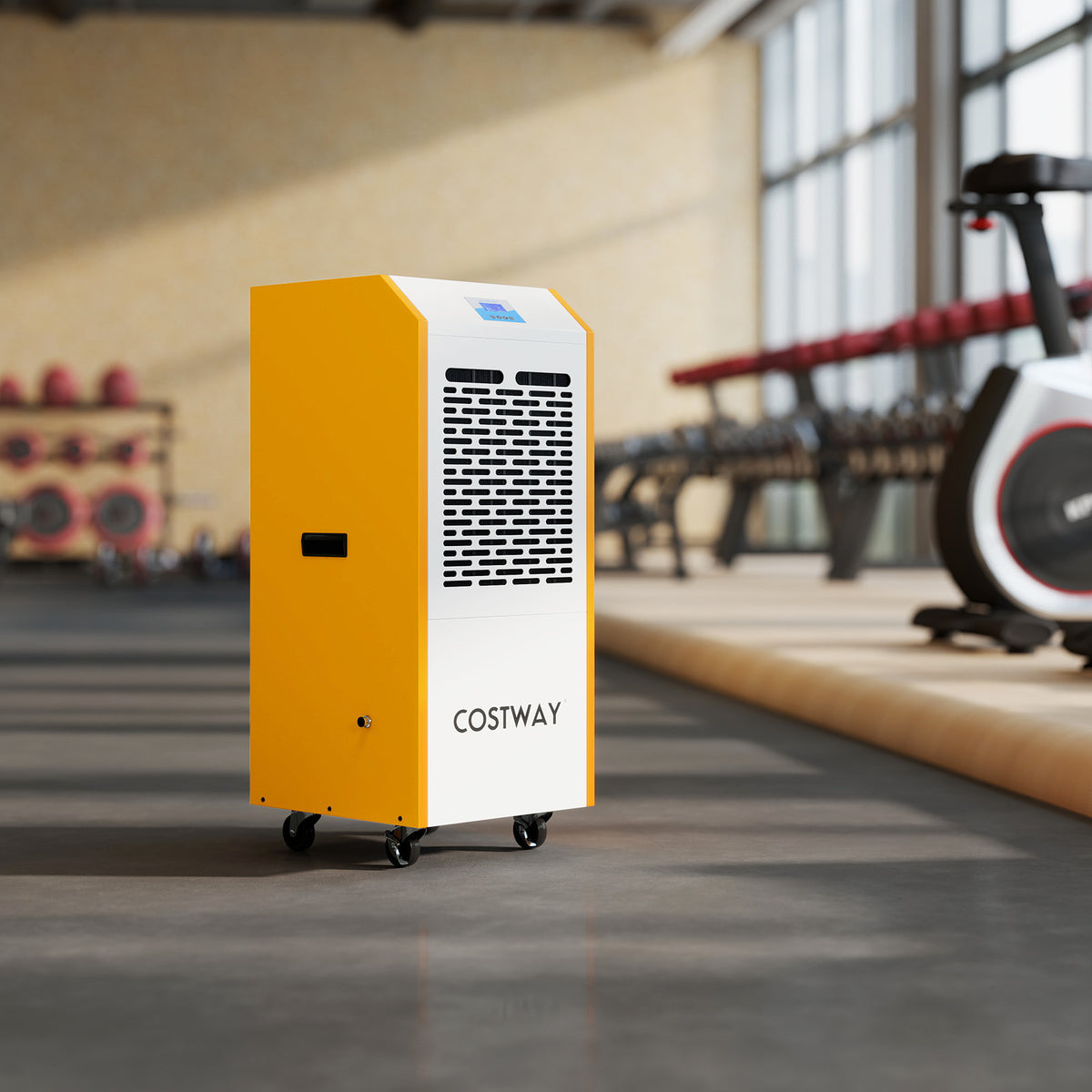 110L/Day Portable Commercial Dehumidifier with Pump Drain Hose-Yellow