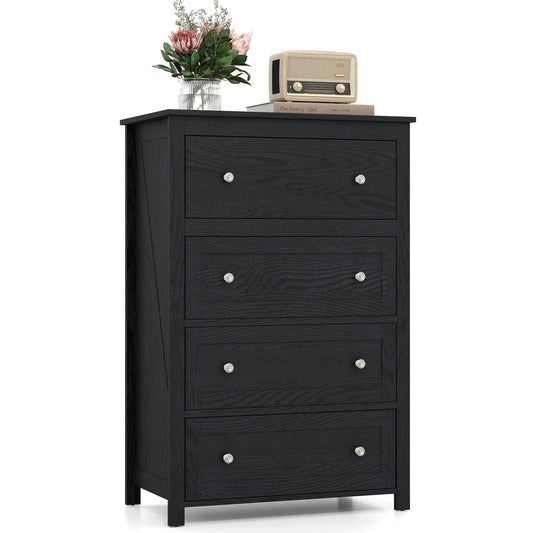 110cm Tall Storage Cabinet Chest of Drawers Clothes Organizer with 4 Drawers-Black, front view