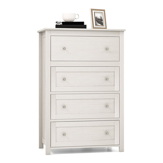 110cm Tall Storage Cabinet Chest of Drawers Clothes Organizer with 4 Drawers-White, a white four-drawer chest