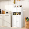 111 cm Tall Bookcase with 4 Doors 4-Tier Modern Storage Organizer with and Adjustable Shelf-White