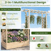 114cm Tall Wooden Raised Garden Bed with Side Trellis and Hanging Roof-Natural