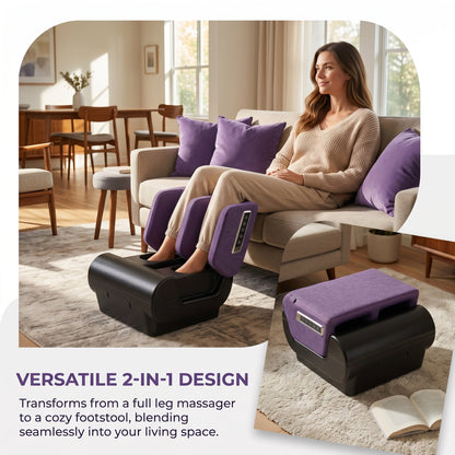 HOMCOM 2 in 1 Foot and Calf Massager with Heat, Air Compression, Timer, 3 Modes & Intensities, Purple and Black