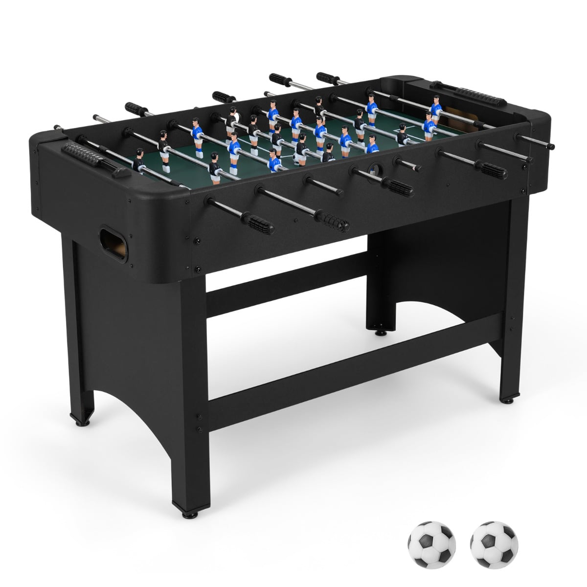 119 CM Competition Full Size Soccer Game Table with black frame and two white footballs