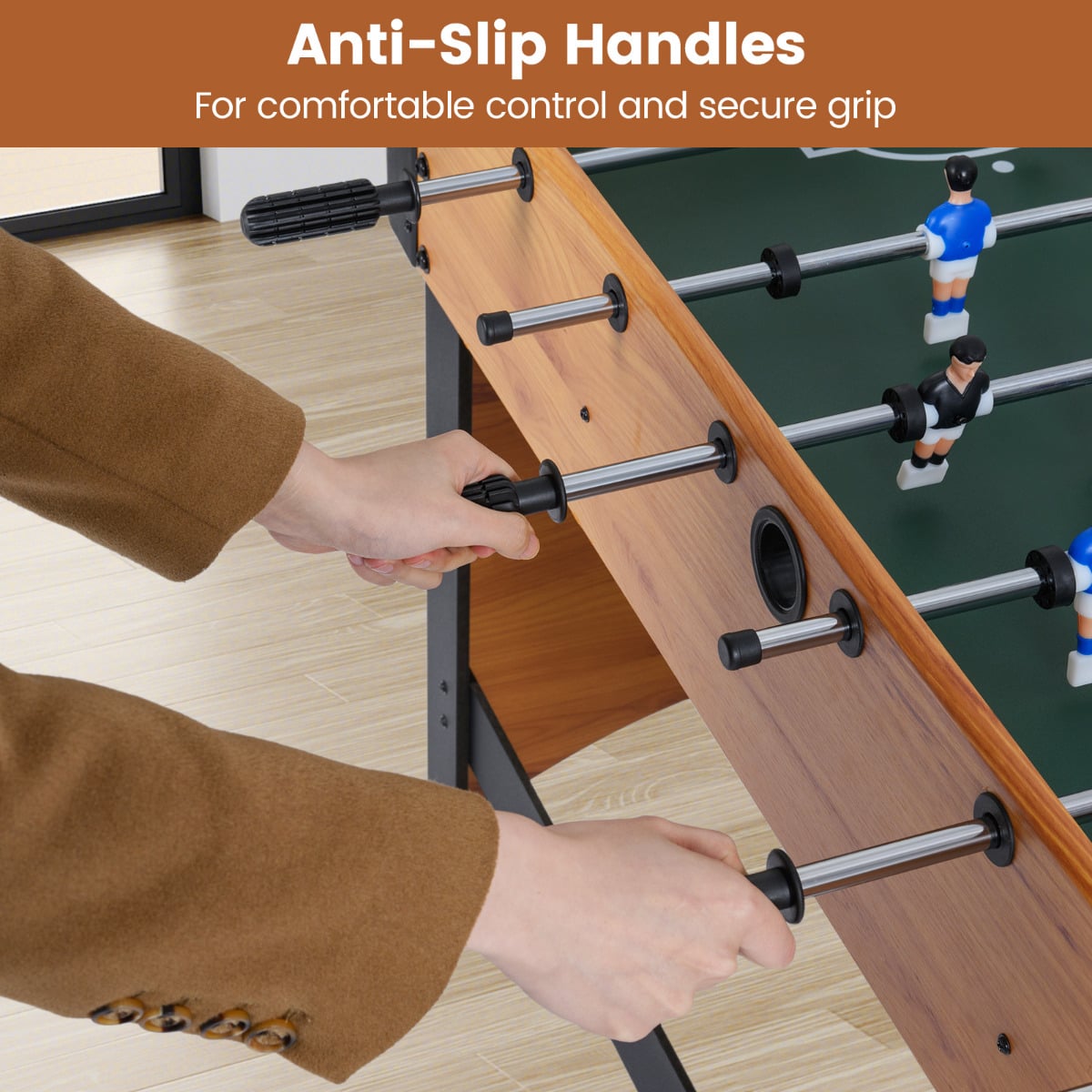 119 CM Competition Full Size Soccer Game Table with 22 Players-Natural