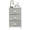 3/4 Fabric Nightstand Bedside Storage Cabinet Folding Drawers-3-Tier-White