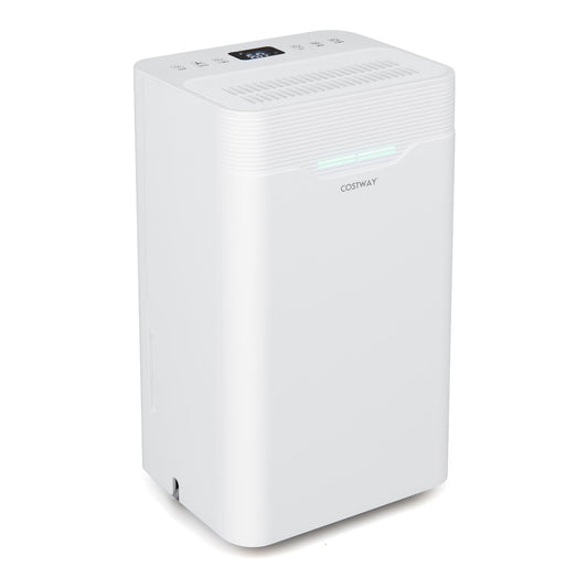 12.5L 35㎡ Dehumidifier in white, a tall rectangular appliance with a digital display and control panel on top