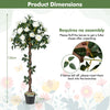 120 CM Artificial Flower Tree Faux Floral Plant Set of 2 with White Roses