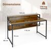120 CM Office Desk with Monitor Stand Computer Desk with Storage Shelf and Metal Frame-Rustic Brown