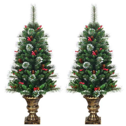 120 CM Artificial Christmas Tree Set of 2 standing side by side on a plain white background