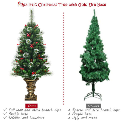 4FT/ 120CM Artificial Christmas Tree with Pine Cones and Decorative Pot
