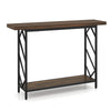 120CM Narrow Console Table 2-Tier Metal Frame with Open Storage Shelf-Rustic Brown