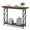 120CM Narrow Console Table 2-Tier Metal Frame with Open Storage Shelf-Rustic Brown