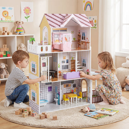 120CM Wooden Dollhouse in Pink