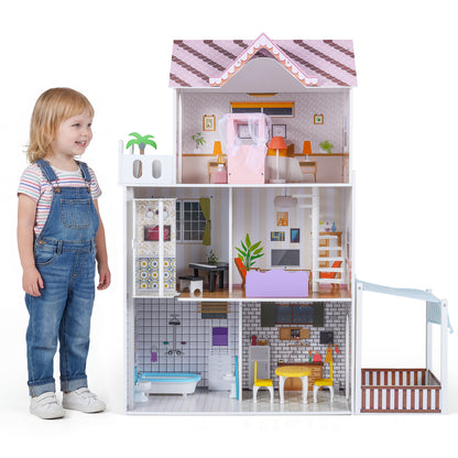 120CM Wooden Dollhouse in Pink