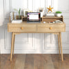 120 CM Writing Desk with Hutch and Drawers for Bedroom-Natural