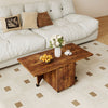 120cm Extendable and Foldable Coffee Table with Storage Cabinet and Wheels-Brown