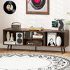 120cm Mid Century Modern TV Stand with Shelves and 5 Metal Legs-Rustic Brown