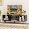 120cm Mid Century Modern TV Stand with Shelves and 5 Metal Legs-Rustic Brown