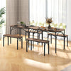120cm Space Saving Kitchen table set with Wooden Table and 2 Benches-Brown