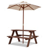 Children's Garden Picnic Table Bench with Sun Umbrella