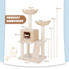 122 cm Cattail Cat Tree with Sisal Scratching Posts Perch Condo and Basket Bed-Beige