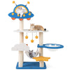 124cm Tall Cat Tree with UFO Top Perch and Space Capsule-Blue