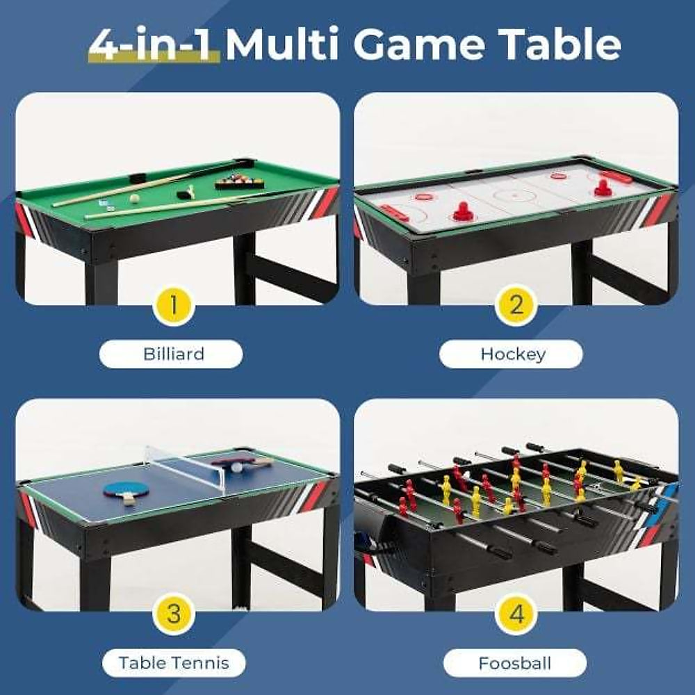 Four game options of the multi games table: Billiard, Hockey, Table Tennis, Foosball