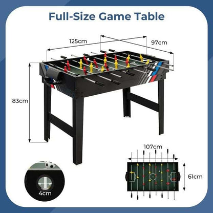 Diagram showing the dimensions of the 4-in-1 multi games table